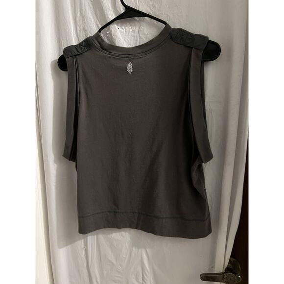 Free People Movement Gray Cropped Muscle Tee Sz Xs - Picture 8 of 8